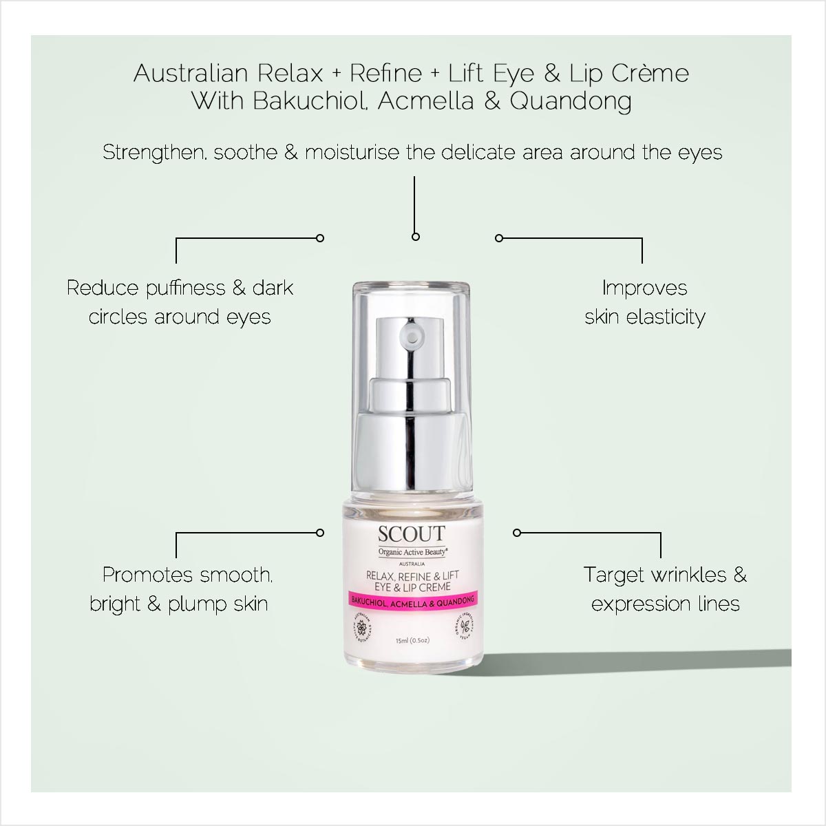 Relax + Refine + Lift Eye & Lip Crème With Bakuchiol, Acmella & Quandong