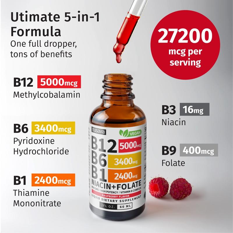 Vitamin B12 Raspberry Liquid Supplement Drops