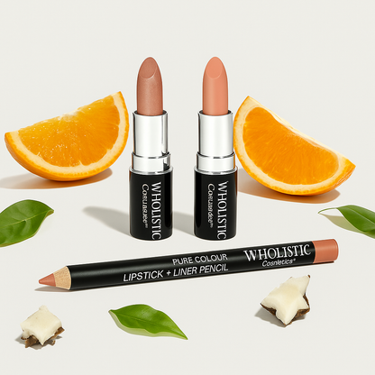 Radiant Bliss Lipstick Set with Chic Brown Lip Pencil Trio