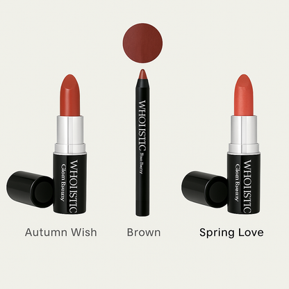Earth & Fire Luxe Lip Trio: Lipsticks & Pencil Set