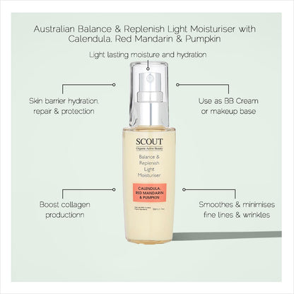 Balance & Replenish Light Moisturiser with Calendula, Red Mandarin & Pumpkin