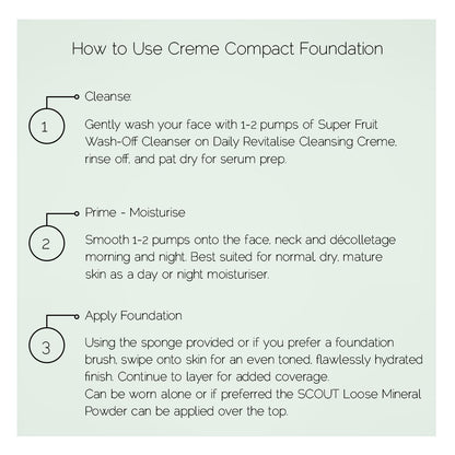 Luxurious Compact Foundation Enriched with Vitamin E, Nourishing Jojoba, and Moisturizing Shea Butter