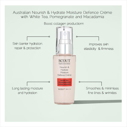 Nourish & Hydrate Moisture Defence Crème with White Tea, Pomegranate and Macadamia