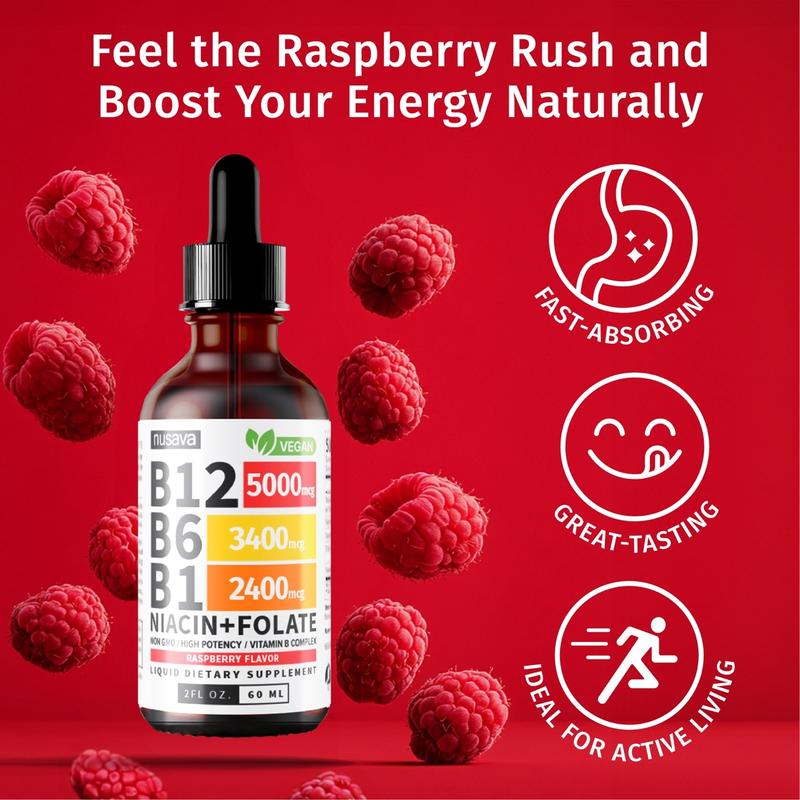 Vitamin B12 Raspberry Liquid Supplement Drops